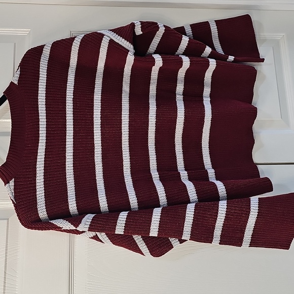 NWT Sanctuary Chilly Out Chenille Sweater Marroon/Gray Striped XLarge - Picture 10 of 12